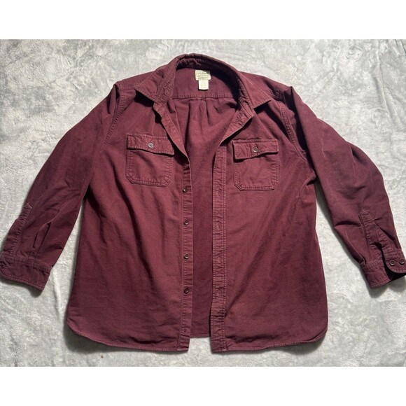L.L. Bean Other - L.L. Bean Shirt Men’s XL Tall Burgundy Corduroy Button Front Traditional Fit